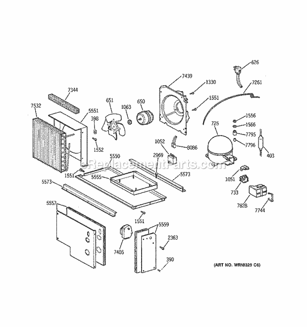 GE ZISB36DWA Refrigerator Unit Parts Diagram