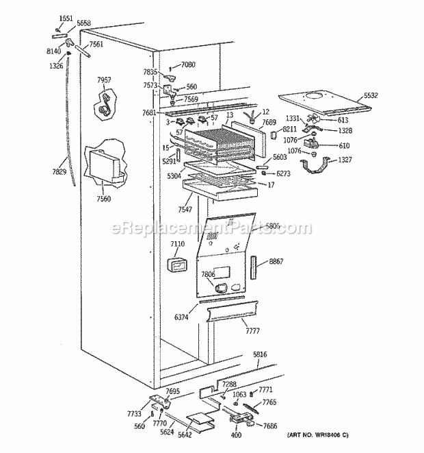 GE ZISB36DYB Refrigerator Freezer Section Diagram