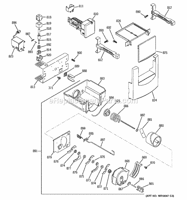 GE ZISB420DMC Refrigerator Ice Maker & Dispenser Diagram