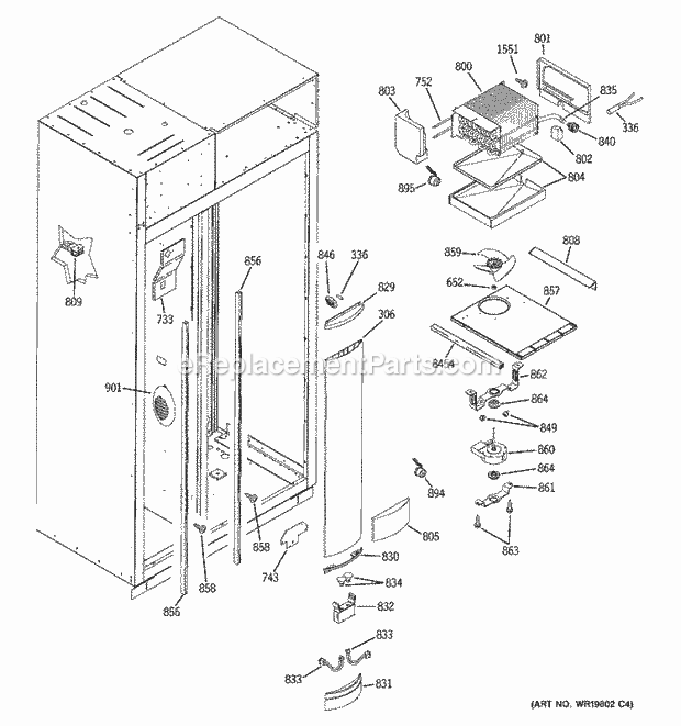 GE ZISB420DRD Refrigerator Freezer Section Diagram
