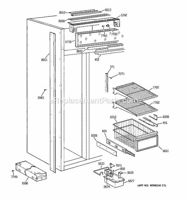 GE ZISB42DYA Refrigerator Freezer Section Diagram