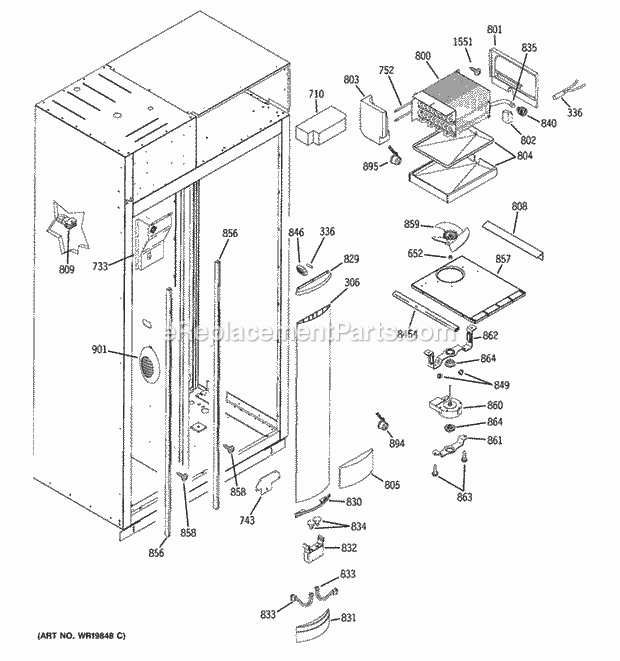 GE ZISB480DRI Refrigerator Freezer Section Diagram