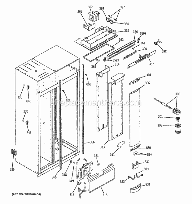 GE ZISB480DRI Refrigerator Fresh Food Section Diagram