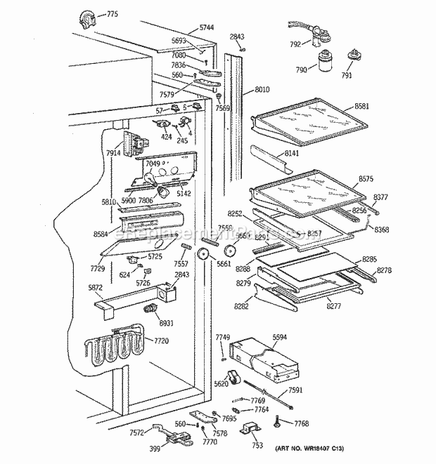 GE ZISB48DCA Refrigerator Page G Diagram