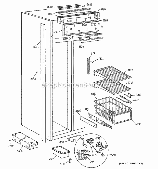 GE ZISB48DCB Refrigerator Freezer Section Diagram