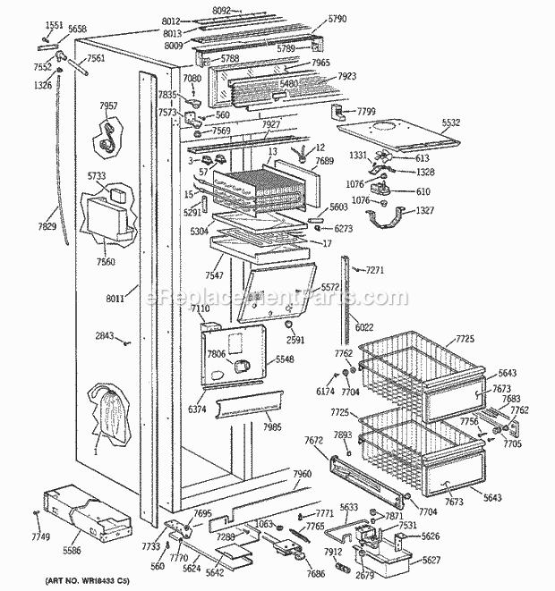 GE ZISB48DSC Refrigerator Freezer Section Diagram