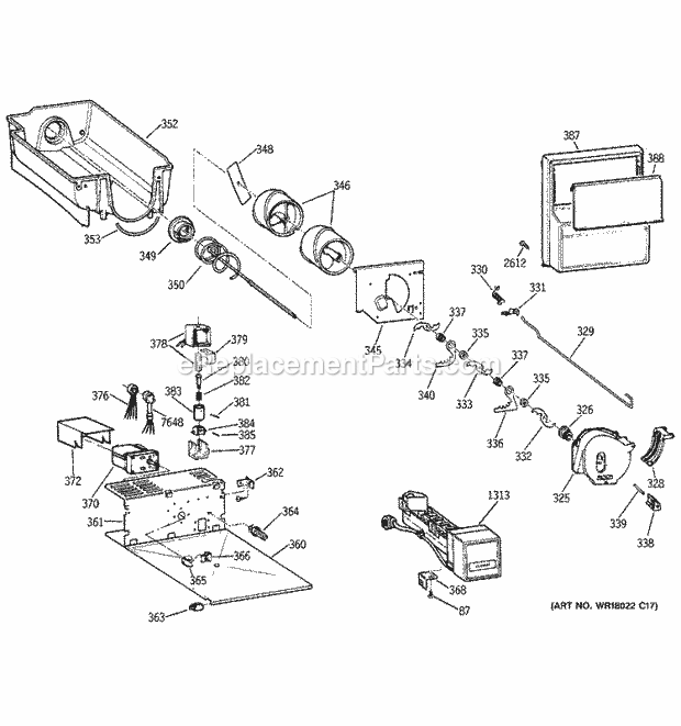 GE ZISB48DSE Refrigerator Ice Maker & Dispenser Diagram