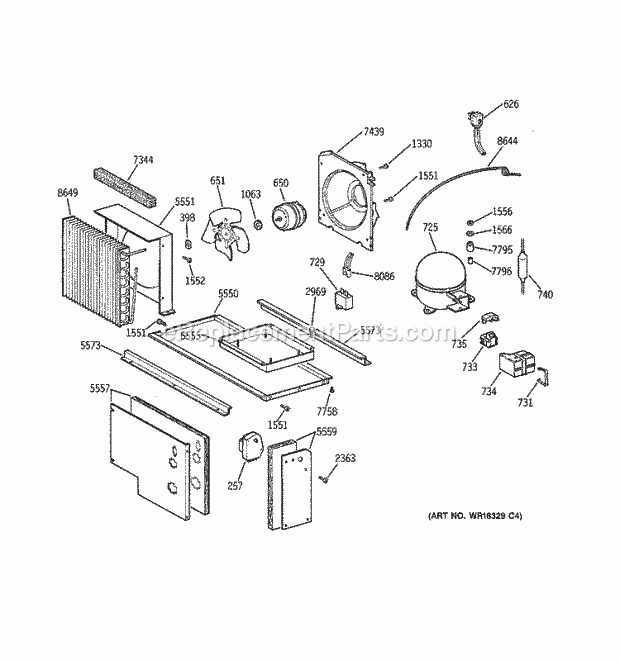 GE ZISB48DYB Refrigerator Unit Parts Diagram