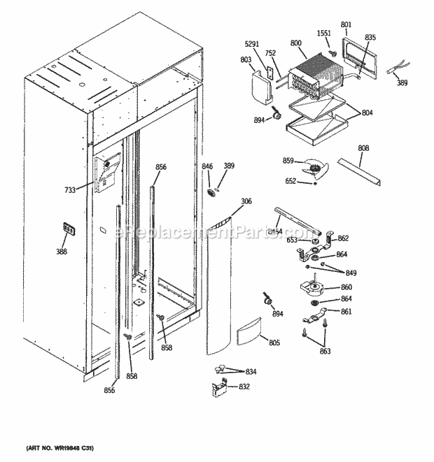 GE ZISP480DXBSS Freezer Section Diagram