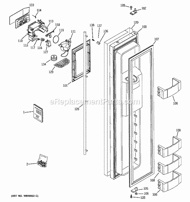 GE ZISS360DMB Refrigerator Freezer Door Diagram