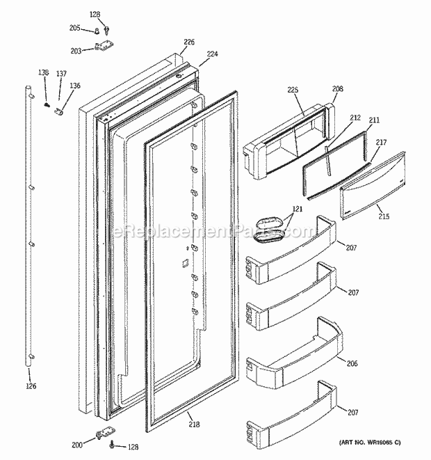 GE ZISS360DRJSS Refrigerator R Series Fresh Food Door Diagram