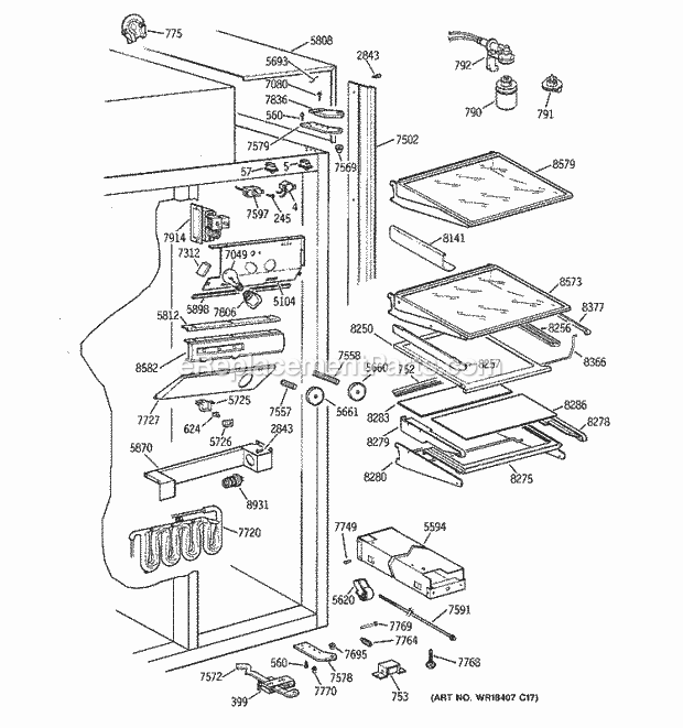 GE ZISS36DCASS Refrigerator Fresh Food Section Diagram