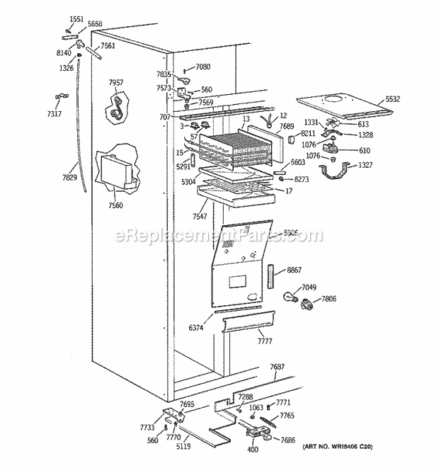 GE ZISS36NCASS Refrigerator Freezer Section Diagram