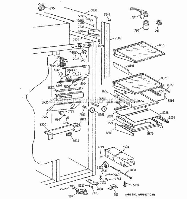 GE ZISS36NCBSS Refrigerator Page F Diagram