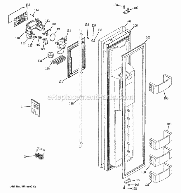 GE ZISS420DRISS Refrigerator Freezer Door Diagram