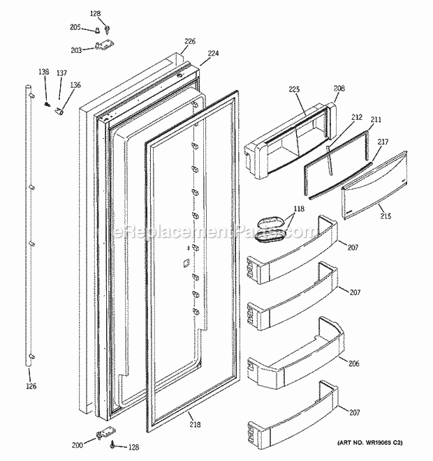 GE ZISS420NMA Refrigerator Fresh Food Door Diagram