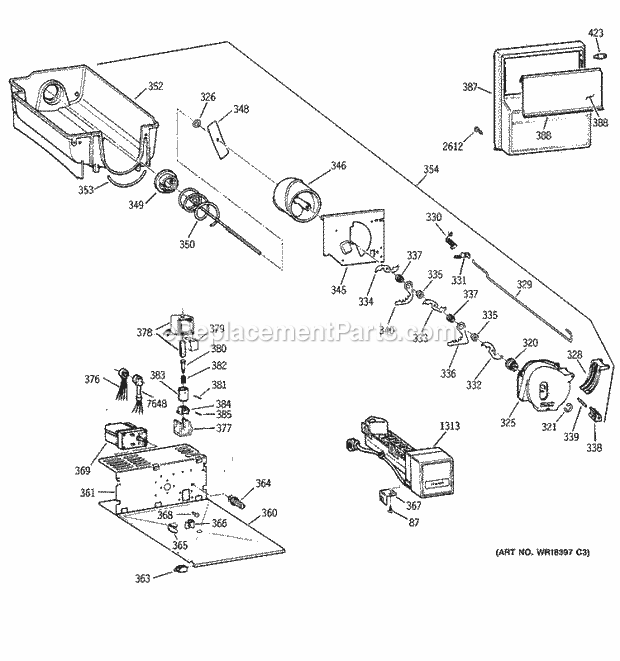 GE ZISS42DAASS Refrigerator Ice Bucket Assembly Diagram