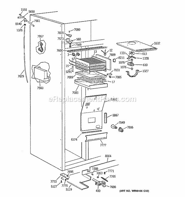 GE ZISS42NCBSS Refrigerator Freezer Section Diagram