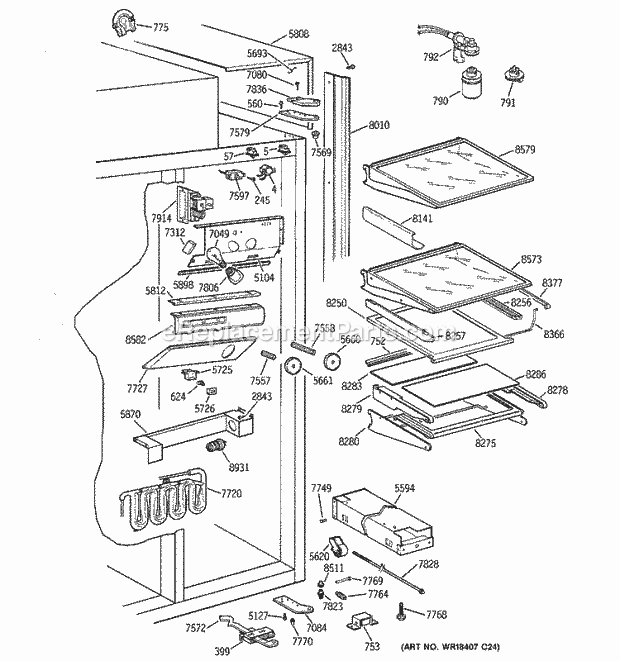 GE ZISW36DCB Refrigerator Fresh Food Section Diagram