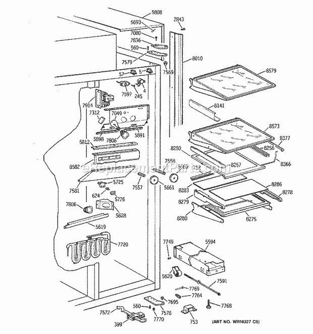 GE ZISW36DXA Refrigerator Page F Diagram