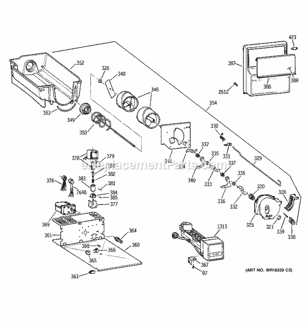 GE ZISW36DXA Refrigerator Ice Bucket Assembly Diagram