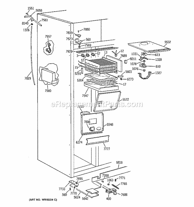 GE ZISW42DXA Refrigerator Freezer Section Diagram