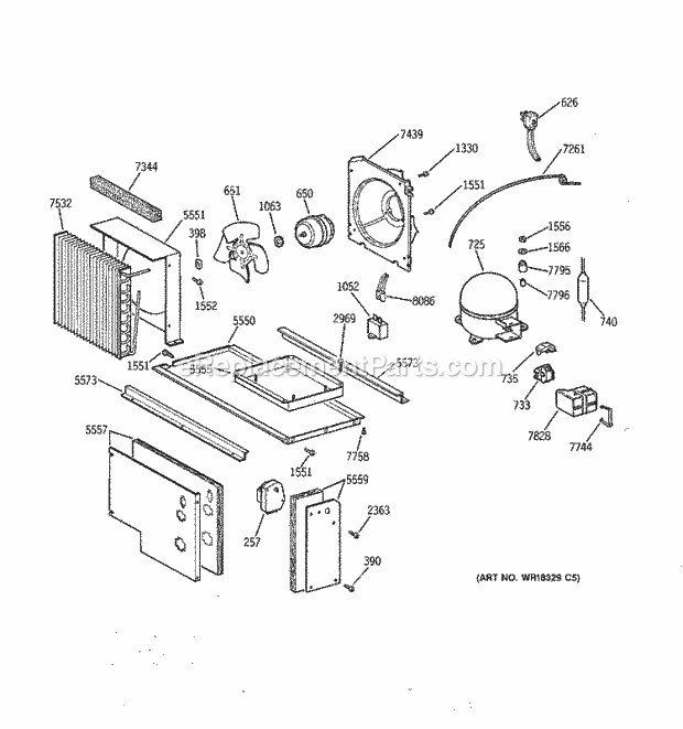 GE ZISW48DXA Refrigerator Unit Parts Diagram