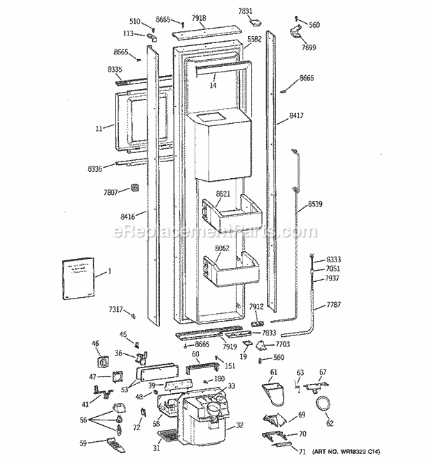 GE ZISW48DYB Refrigerator Freezer Door Diagram