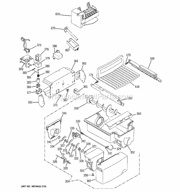 GE ZSG27SGSBSS Refrigerator Ice Maker & Dispenser Diagram