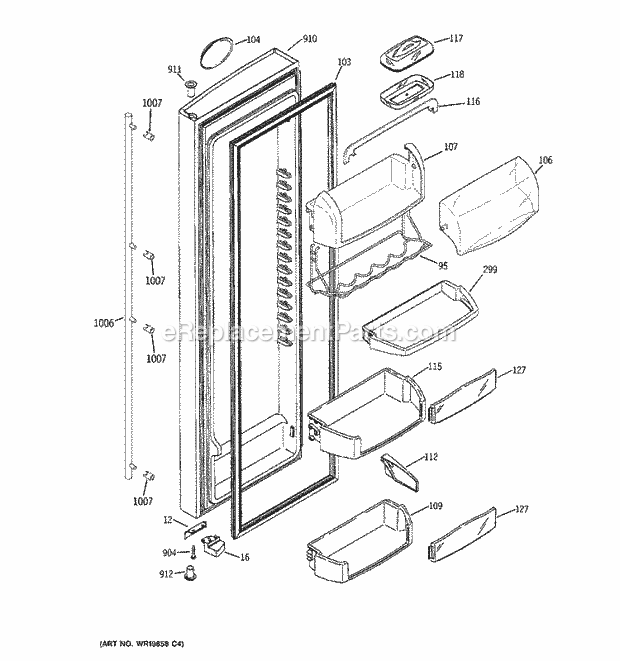 GE ZSG27SGSBSS Refrigerator Fresh Food Door Diagram