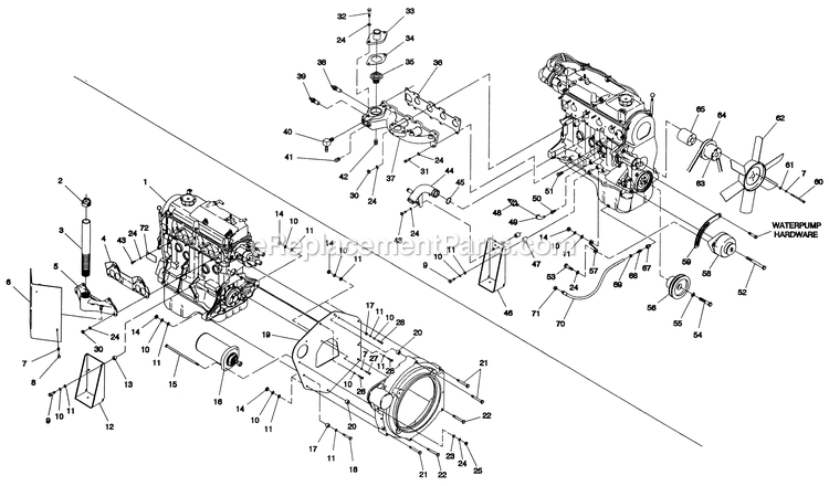 Generac 0041240 (3171694 - 3242671)(2014) 10kw-1.5lp-1ph-Nts-Sae -11-24 Generator - Liquid Cooled Engine Compartment Diagram