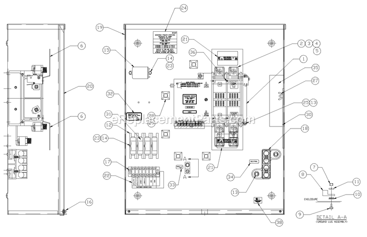 Generac 0043732 (362434 - 3635852)(2014) 40kw 4.3l Guardian W/ 200a Ts -11-24 Generator - Liquid Cooled Transfer Switch Assembly Diagram