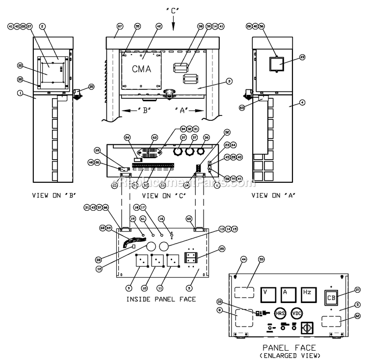 Generac 0044750 (3512510 - 3539386)(2014) 1.5l 25kw Aco Grdn W/Ts Lp -11-24 Generator - Liquid Cooled Ev Control Panel 1.5l Diagram