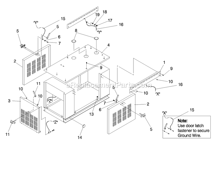 Generac 0044751 (3540454 - 3584631)(2001) Ul 1.5l 25kw Aco Grdn W/Ts Lp -12-03 Generator - Liquid Cooled Enclosure Diagram