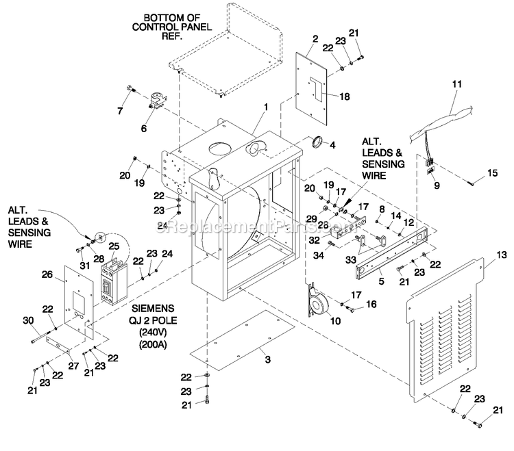 Generac 0047491 (3807975 - 4286100)(2014) 40kw G26 Cal. Emissions -11-24 Generator - Liquid Cooled Connection Box Diagram