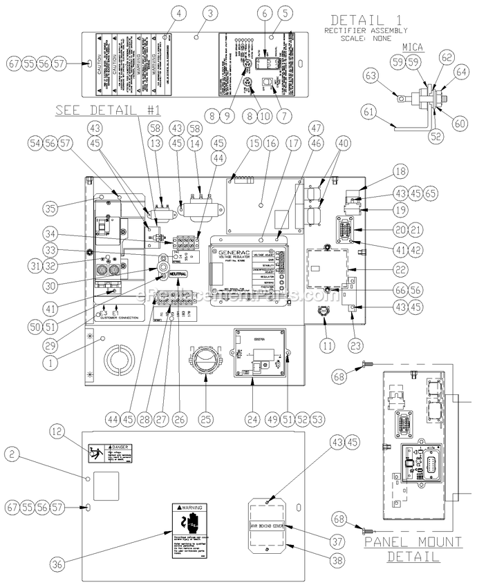 Generac 0049482 (3797305 - 3980598)(2004) Sg30 3.0l G3 Ng/Lp Aco Steel -09-07 Generator - Liquid Cooled Control Panel Diagram