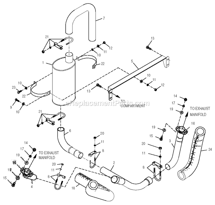 Generac 0050120 (3844420)(2004) 3.9l 40kw Al Sae Quiet Source -01-14 Generator - Liquid Cooled Muffler Diagram
