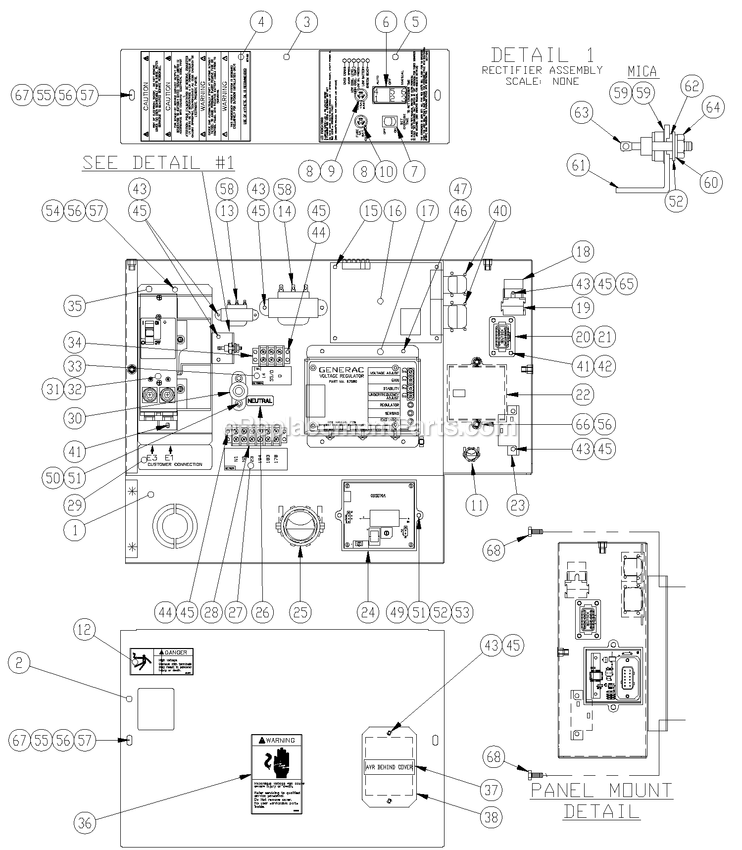 Generac 0050121 (4102888 - 4367699)(2007) 3.9l 40kw Al Sae Quiet Source -12-28 Generator - Liquid Cooled Control Panel Diagram