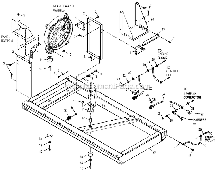 Generac 0050400 (3904874 - 4100822)(2007) Obs 2.5l Hsb Guardian Elite -06-27 Generator - Liquid Cooled Mounting Base Diagram