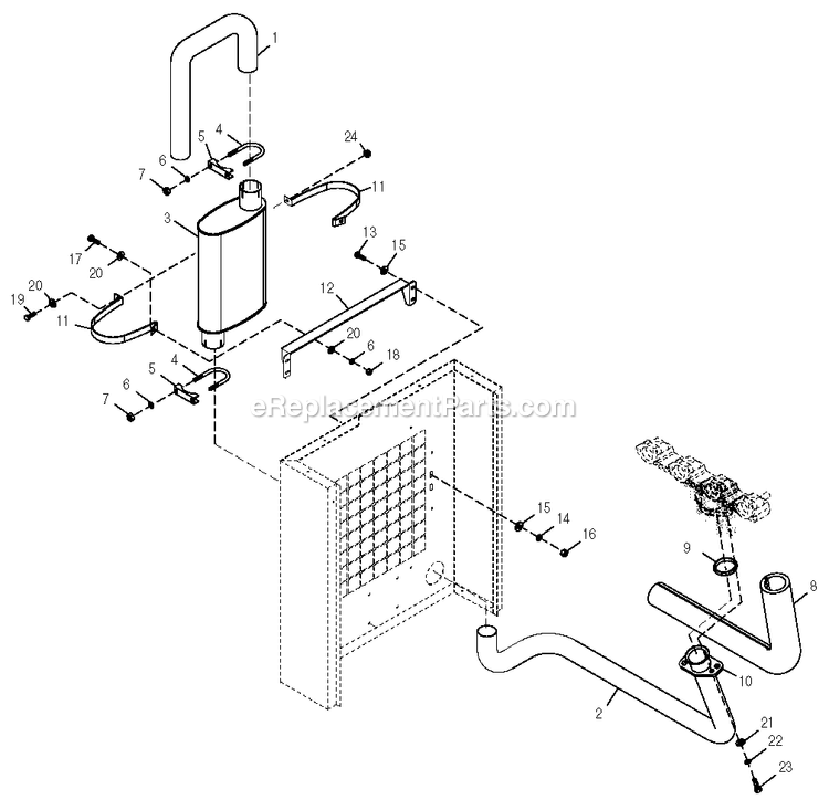 Generac 0050400 (3904874 - 4100822)(2007) Obs 2.5l Hsb Guardian Elite -06-27 Generator - Liquid Cooled Muffler Diagram