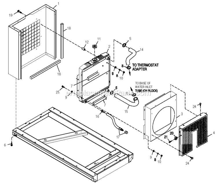 Generac 0050400 (3904874 - 4100822)(2007) Obs 2.5l Hsb Guardian Elite -06-27 Generator - Liquid Cooled Radiator Diagram