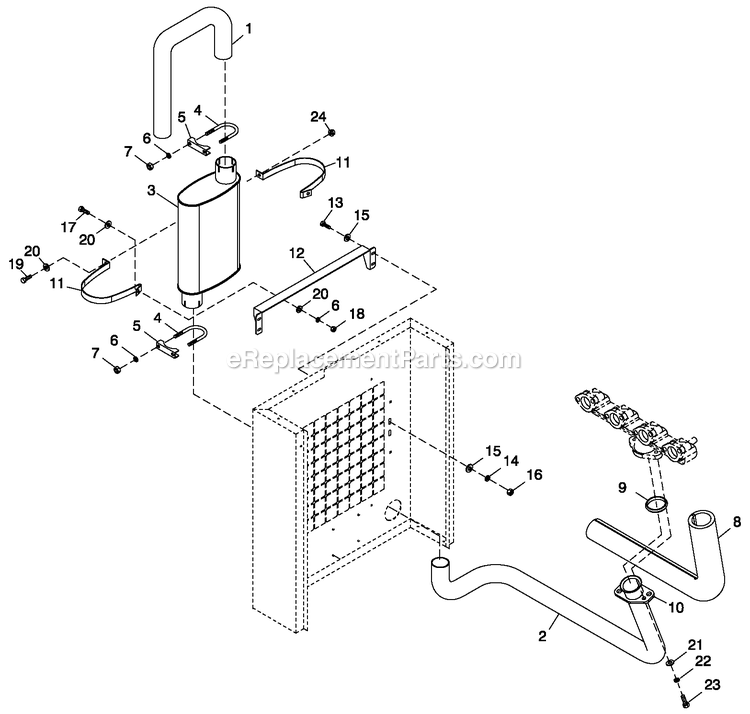 Generac 0050402 (4059474 - 4208341)(2014) Obs Hsb 25kw Guardian Elite -11-24 Generator - Liquid Cooled Ev Exhaust Muffler 2.5l G3 Diagram