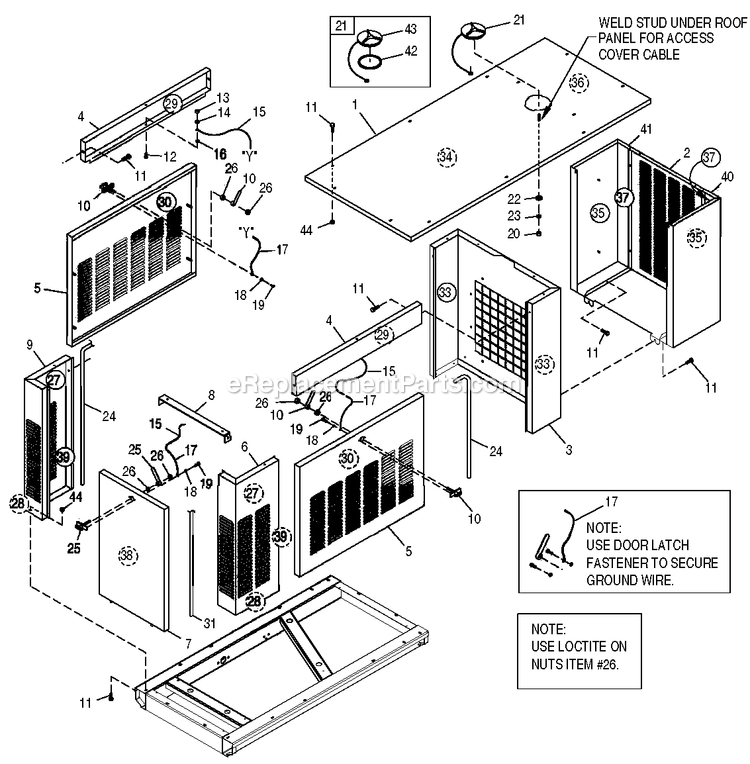Generac 0050402 (4059474 - 4208341)(2014) Obs Hsb 25kw Guardian Elite -11-24 Generator - Liquid Cooled Enclosure Diagram