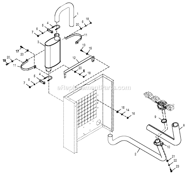 Generac 0050480 (3990831 - 3990832)(2014) 2.5l G3 15kw Stl Sae  -11-24 Generator - Liquid Cooled Muffler Diagram
