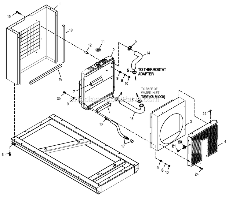 Generac 0050480 (3990831 - 3990832)(2014) 2.5l G3 15kw Stl Sae  -11-24 Generator - Liquid Cooled Radiator Diagram