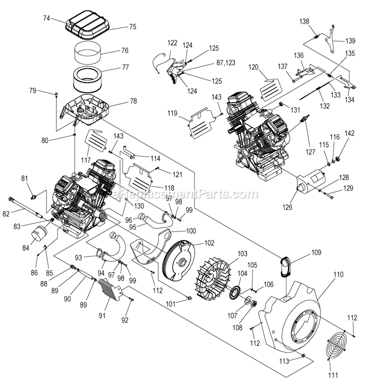 Generac 0050950 (0706V12117)(2006) Obs-7kw 410 Hsb+l/Cntr-Carr -02-15 Generator - Air Cooled Engine (4) Diagram