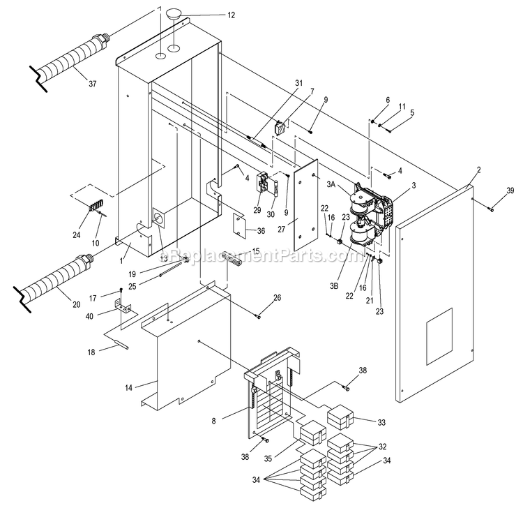 Generac 0051031 (0806V12264)(2006) Obs-15kw 990 Hsb+l/Cntr-Bryant -02-15 Generator - Air Cooled Load Center Assembly (1) Diagram