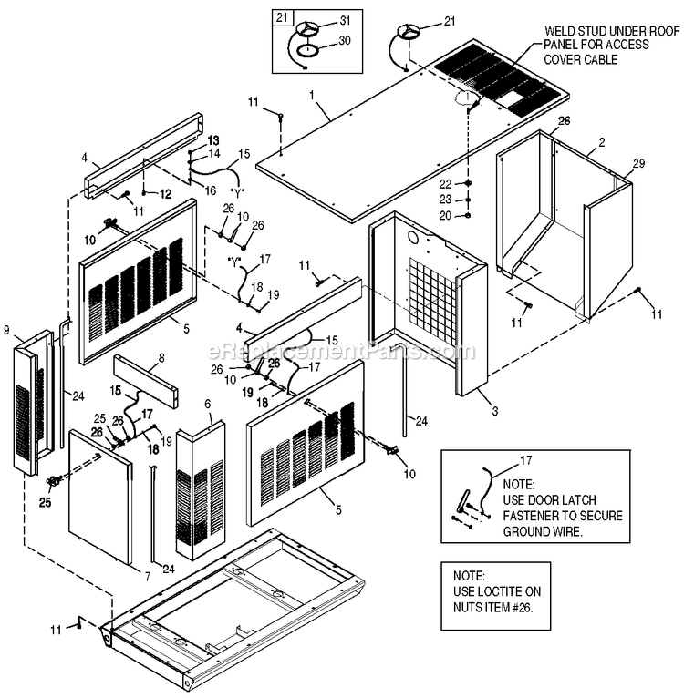 Generac 0051040 (0505V01168)(2005) 15kw 1.5l Hsb+t/Sw - Bryant -01-26 Generator - Liquid Cooled Enclosure Diagram