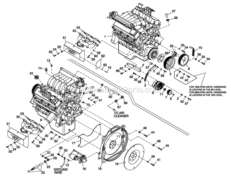 Generac 0052200 (4283386 - 4288524)(2005) 30kw 3.0 240 1ph Al Qtsce -10-17 Generator - Liquid Cooled Engine Common Parts 3.0l Ford Cpl Diagram