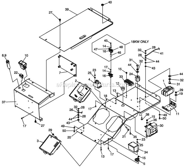 Generac 0052421 (4936704 - 4939087)(2008) 13kw Gt990 Guardian +12c L/Ctr -01-14 Generator - Air Cooled Control Panel (2) Diagram